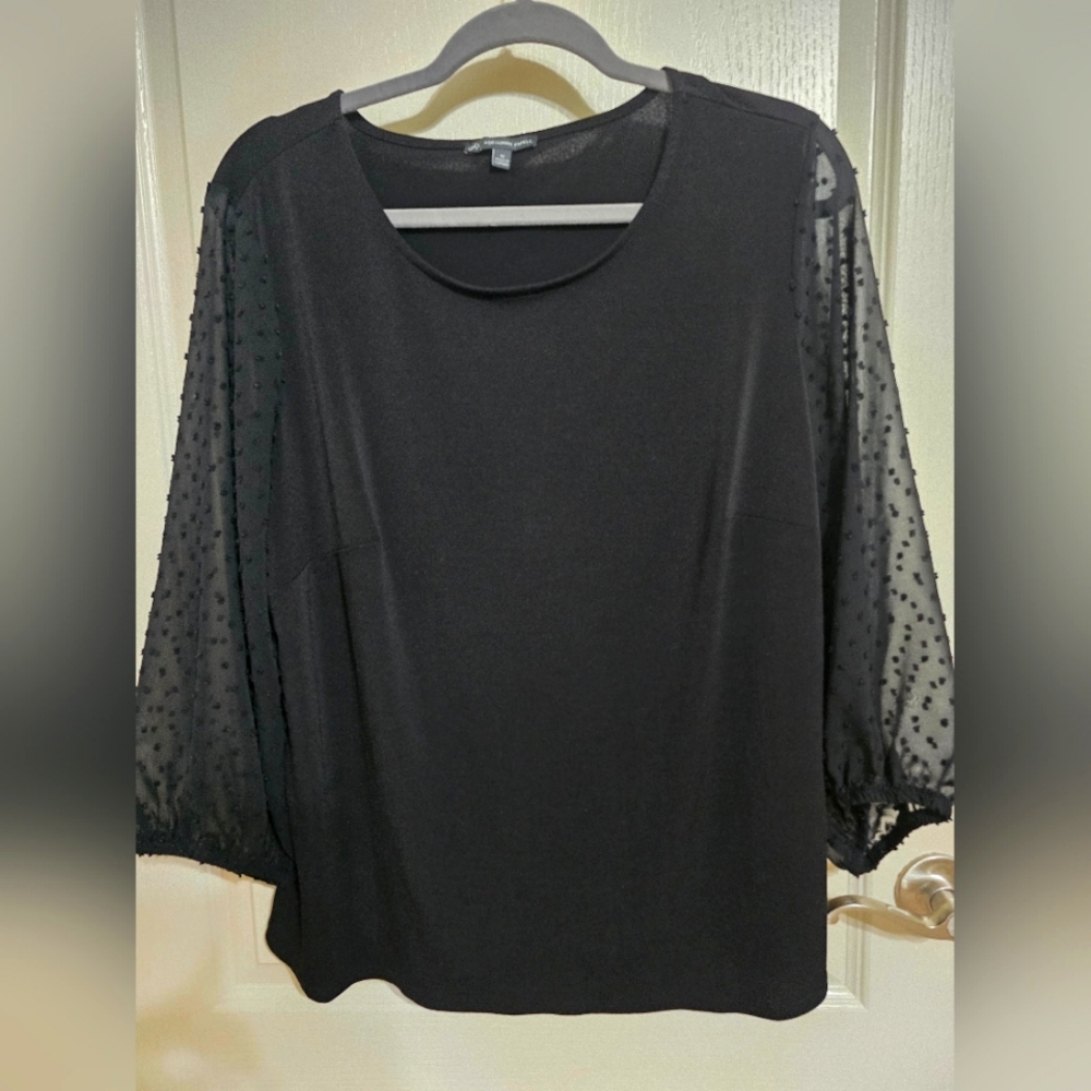 Adrianna Papell Black 3/4 Sleeve Boxy Blouse